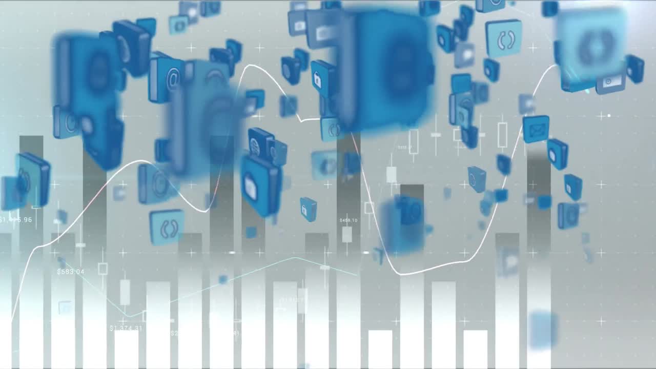 Internet icons and symbols with bar graphs