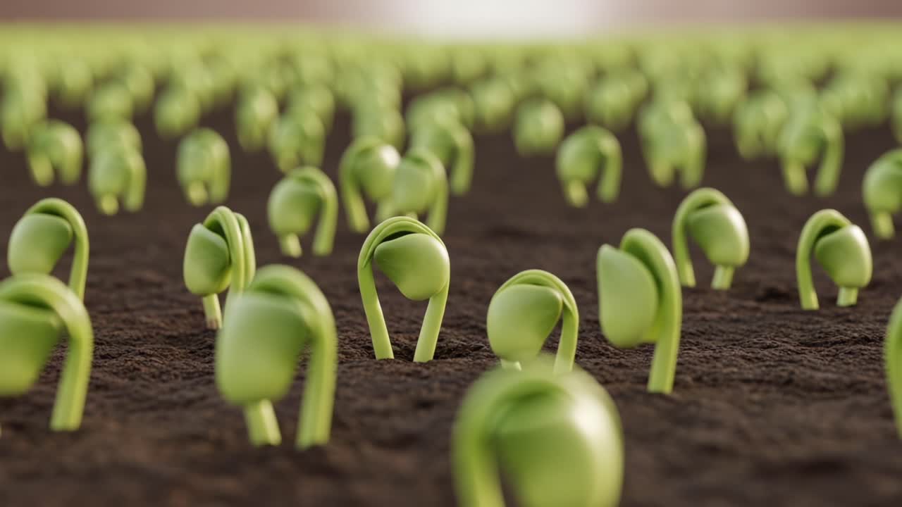 Emerging Green Seedlings Breaking Through Soil, Showcasing Nature's Resilience and Growth in a Fertile Environment