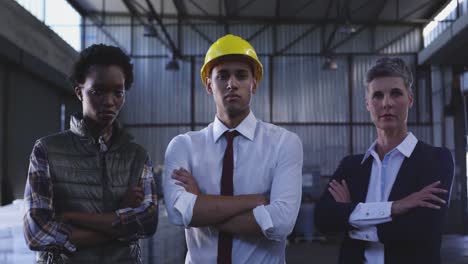 portrait of diverse group of warehouse staff 4k