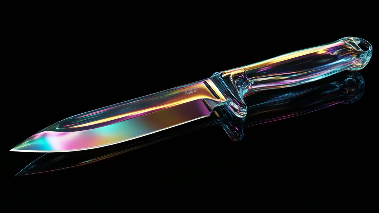 Iridescent Metal Tools on Black Background