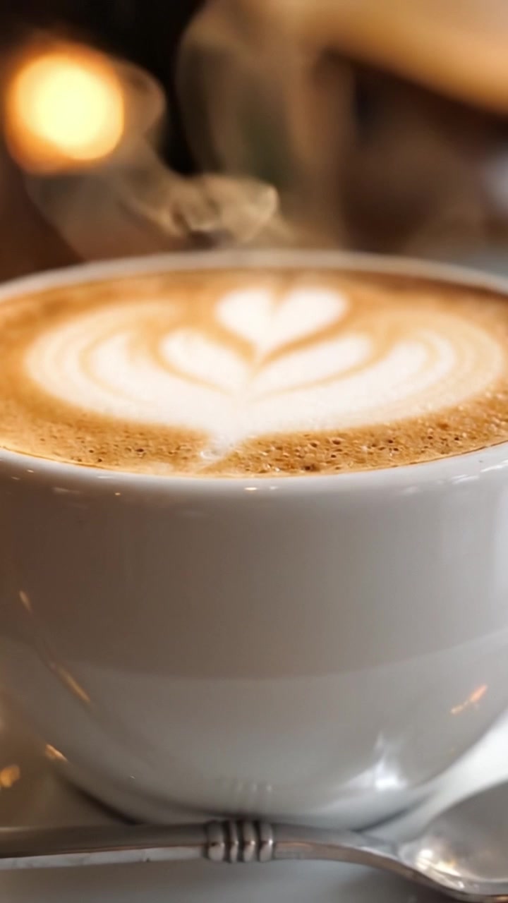 Una tazza di caffè magistrale: affascinante latte art che mostra un bellissimo design a cuore, perfettamente realizzato con precisione e passione per gli amanti del caffè.