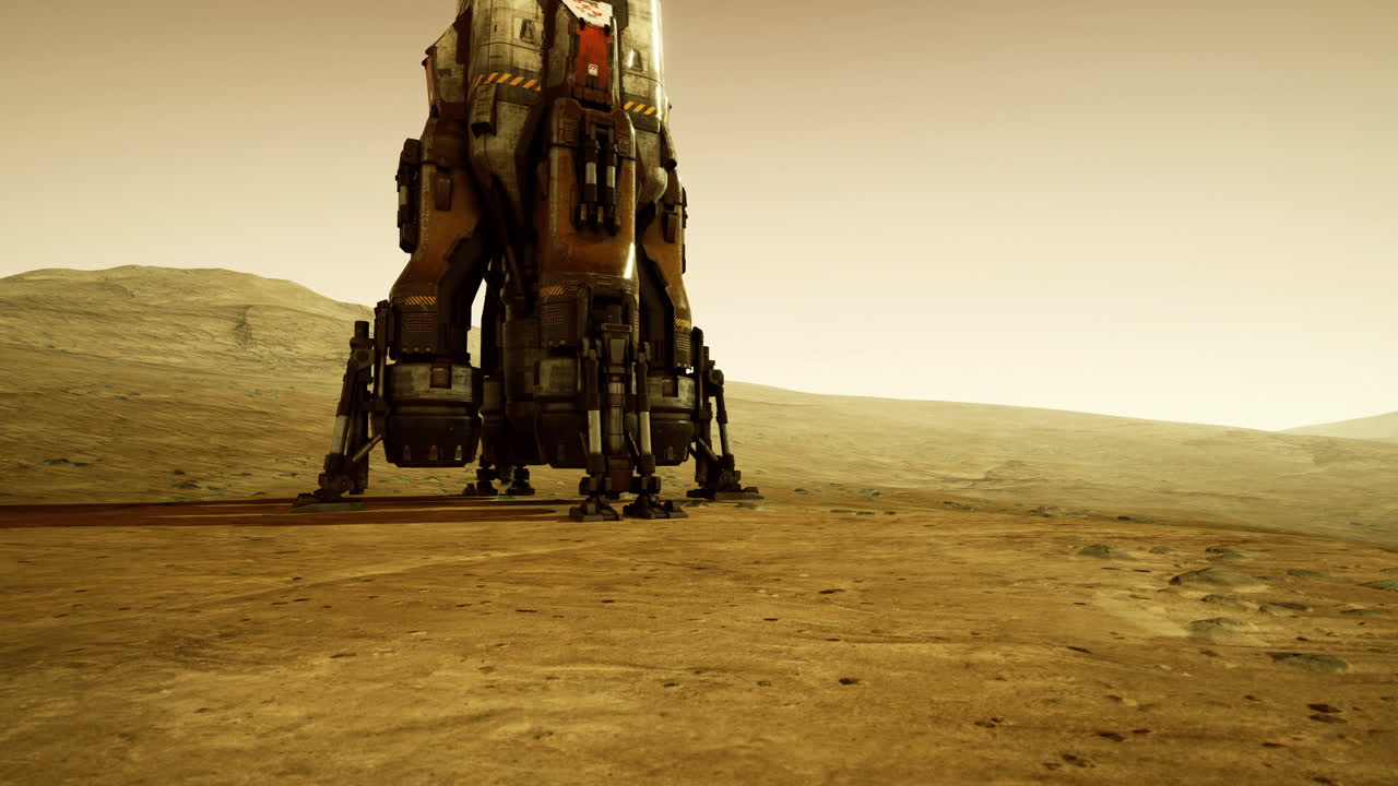 Mönkijä tutkii punaista marsilaista maisemaa tutkimusmatkan aikana