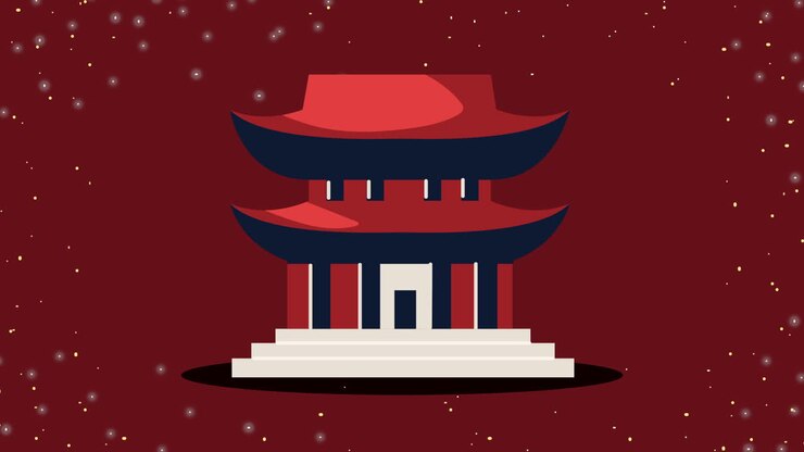 Koreansk kultur animation med pagode