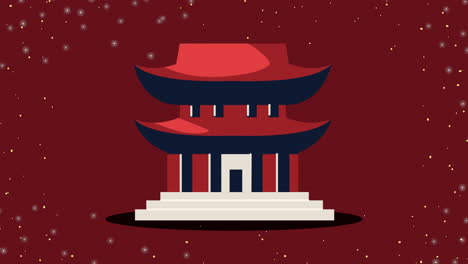 korean culture animation with pagoda