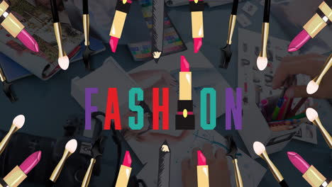animación de iconos de artículos de moda en el estudio de moda