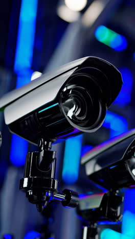 close-up of modern security cameras