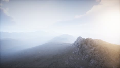 volcano crater landscape with fog