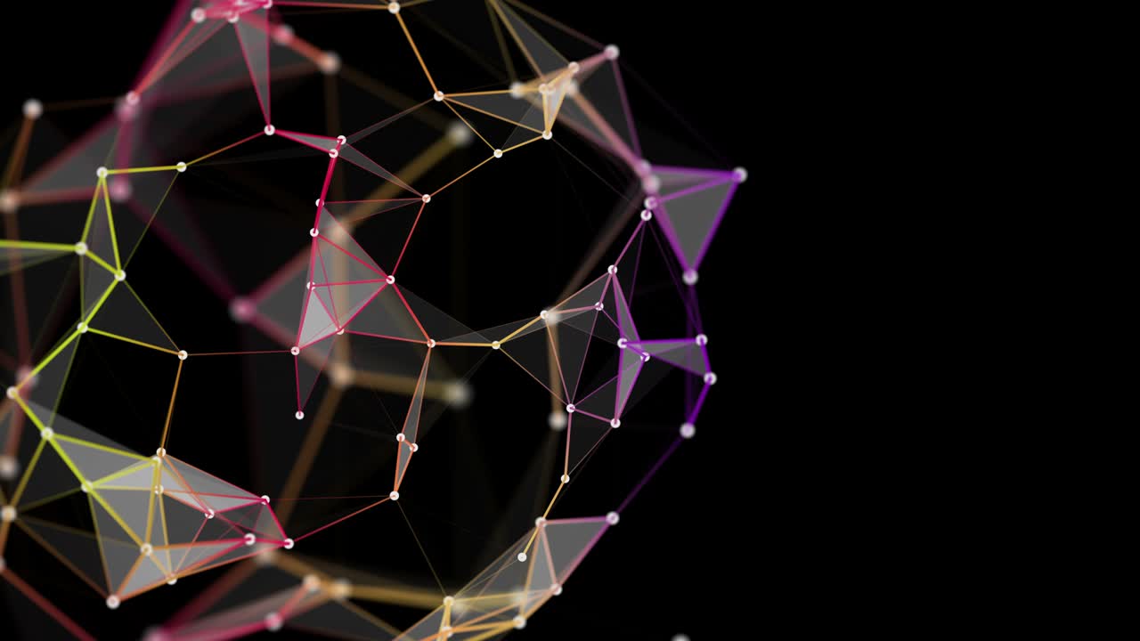 animación futurista del plexo con triángulos brillantes en cámara lenta, 4096x2304 bucle 4k