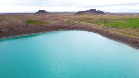 a lake in iceland drone shot