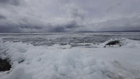 Ice-built-up-on-frozen-lake