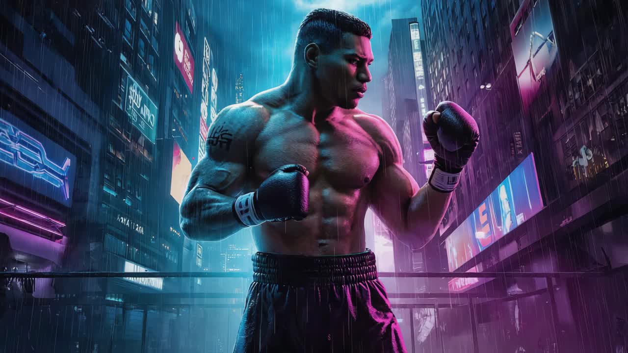 Boxer in a Cyberpunk City Ring