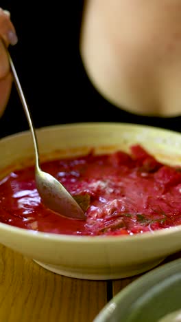 un plato de deliciosa sopa de borscht