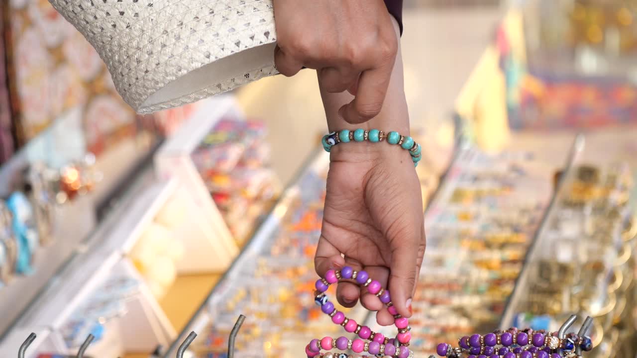 Display of Colorful Beaded Bracelets
