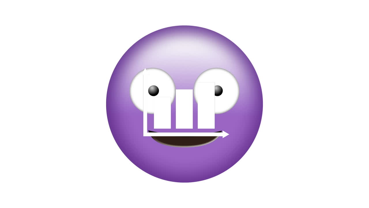 animación del icono del emoji feliz sobre la estadística