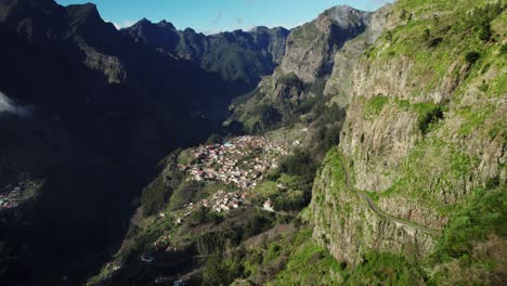 Drone-Footage-of-Curral-das-Freiras,-Madeira,-Portugal