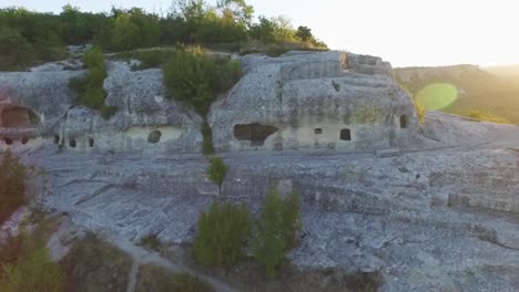 aerial view of cave dwellings