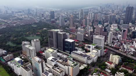 aerial view of bangkok city and skycrapers