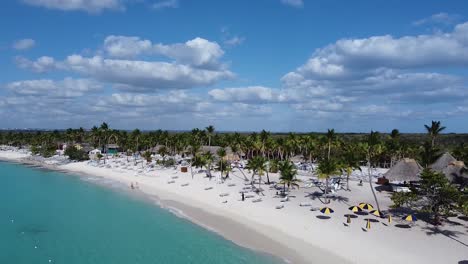 drone flight showing beautiful catalina island in dominican republic