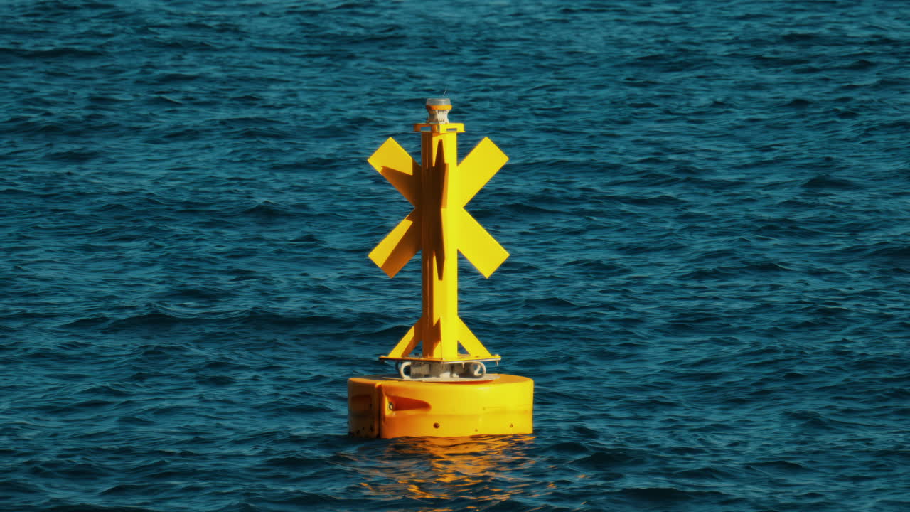 Special marker buoy floating on the surface of a calm sea