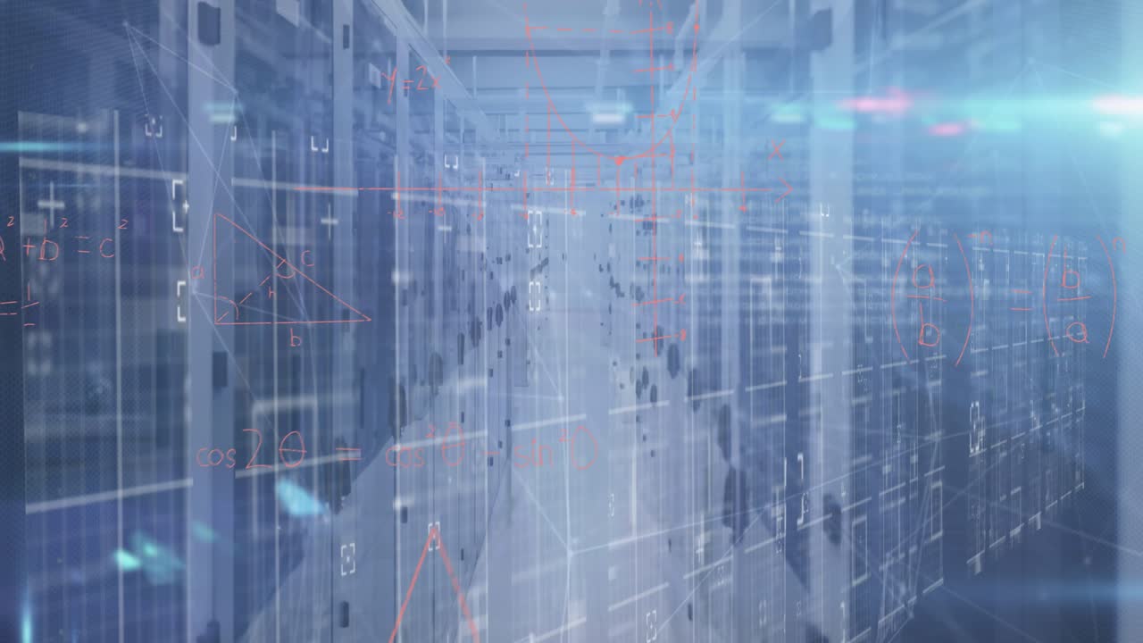 Animation of mathematical equations and data processing over computer servers