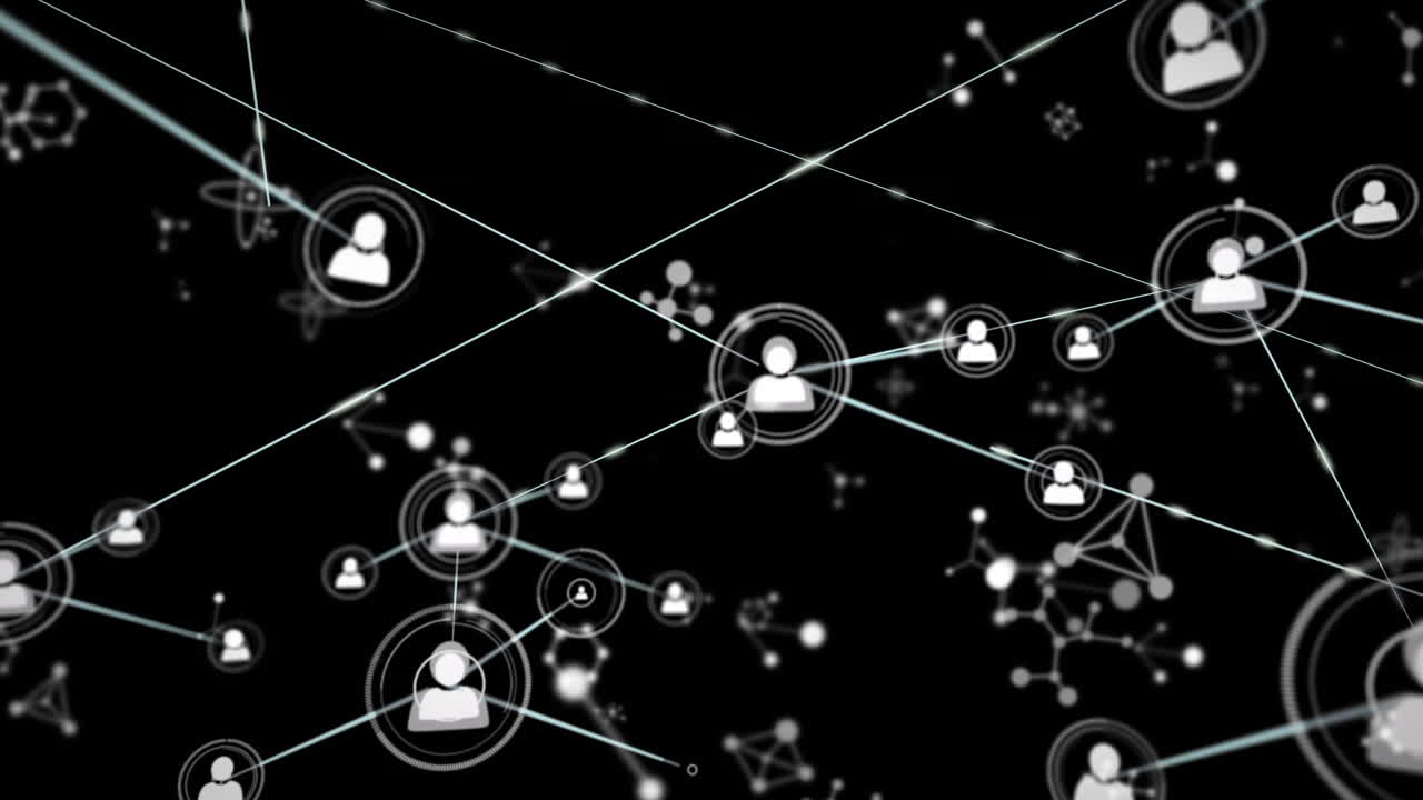 animación de la red de conexiones con los iconos de las personas