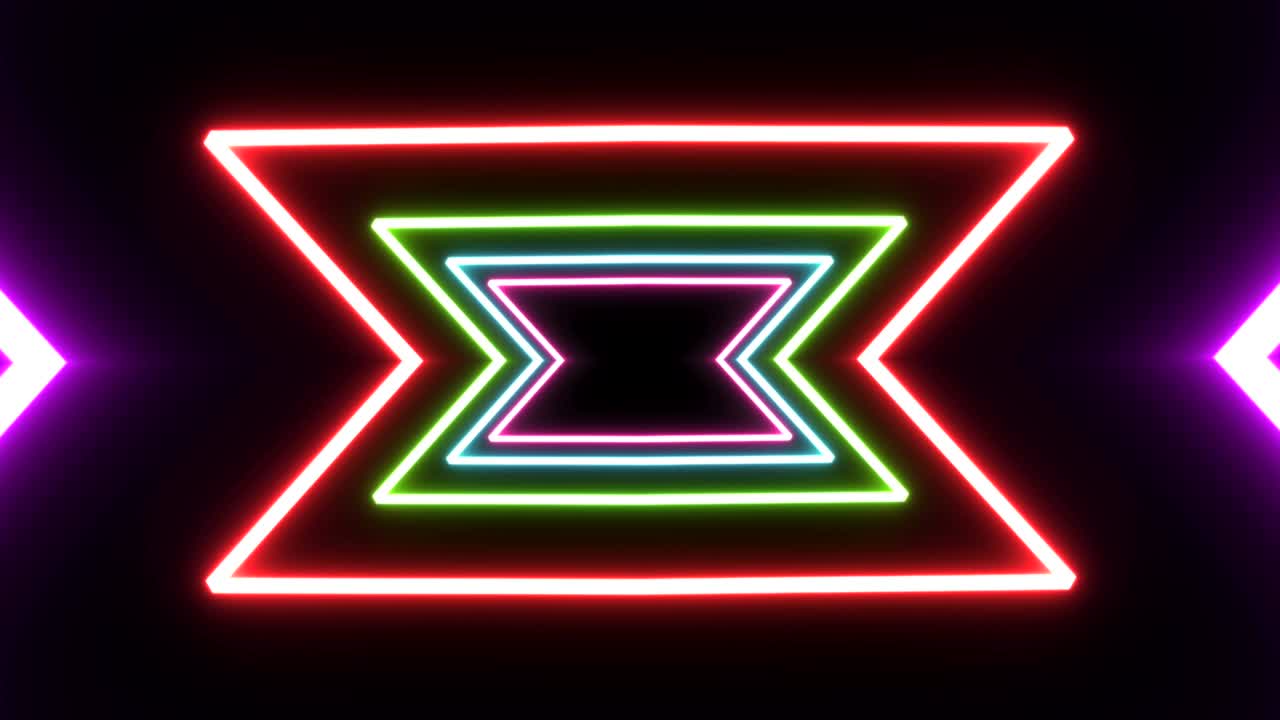 scatola di neon sullo sfondo del tunnel 3d