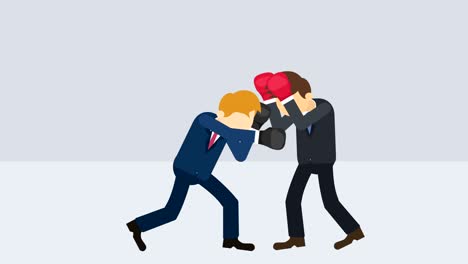 business man battle in boxing gloves. business competition concept. loop illustration in flat style.