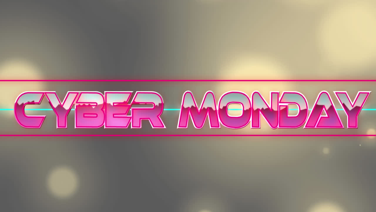 animación del texto de cyber monday sobre puntos de luces