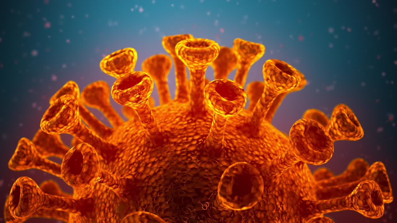 Animazione di sfondo 3D in loop del coronavirus COVID-19