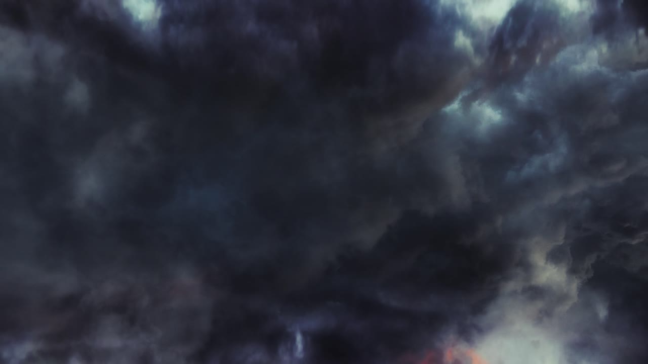 a thunderstorm within a thick, dark cumulonimbus cloud
