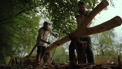 vikings working with wood