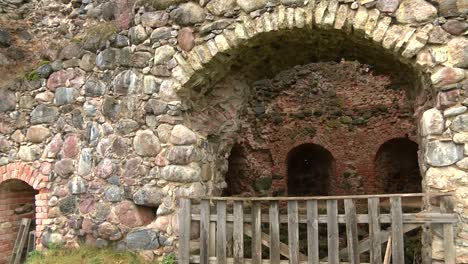 castle ruins of the livonian order in ergeme during autumn