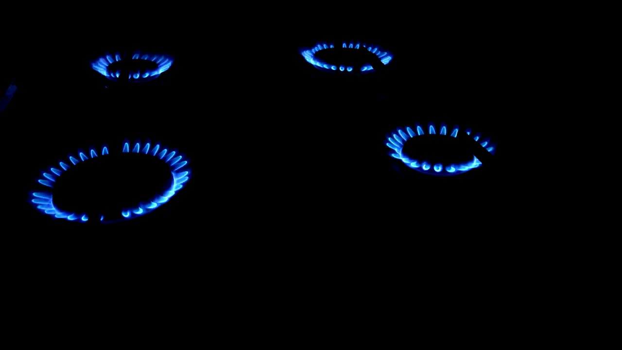 스토브에 가스 버너 불.