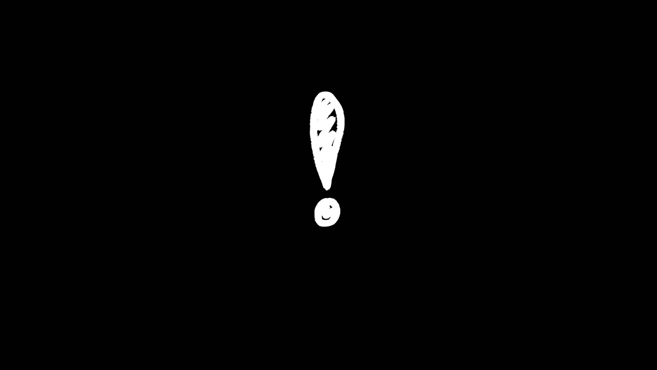 Animated Hand-Drawn White Exclamation Mark on Black Background