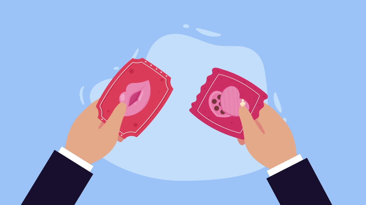 사탕과 함께 발렌타인 데이 티켓