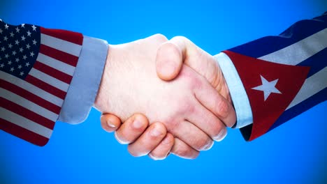 united states - cuba / handshake concept animation about countries and politics / with matte channel