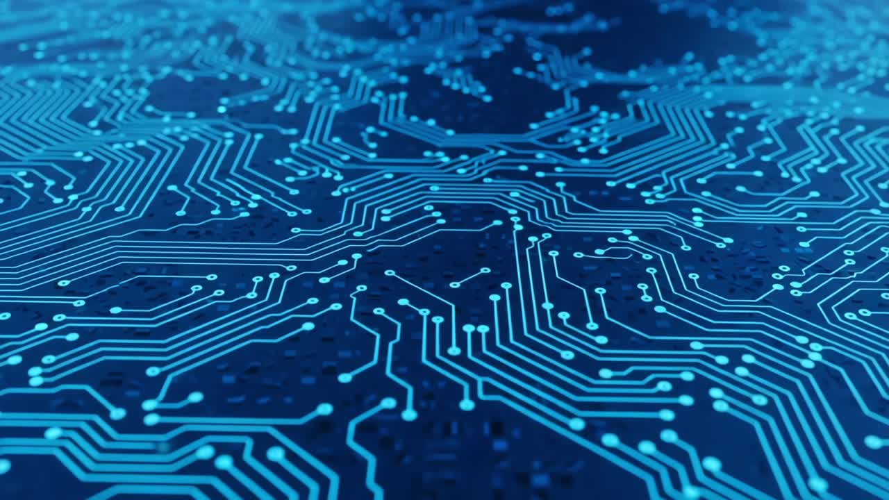 Intricate Blue Circuitry Design Showcasing Modern Technology and Innovation in an Electrifying Digital Landscape