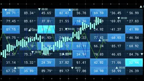 Animation-of-financial-data-processing-on-screens-over-black-background