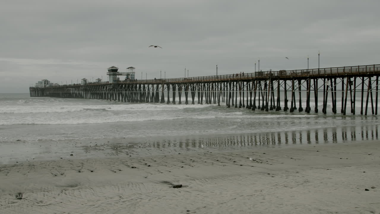 Footage of the pier at Oceanside, California
