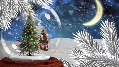 Beautiful-Christmas-animation-of-Christmas-tree-in-the-magical-forest-at-night-4k