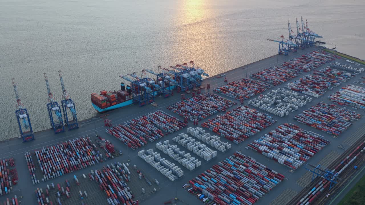 Massive industrial port for container shipping and global trade