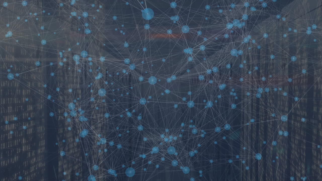 Animation of network of connections over server room