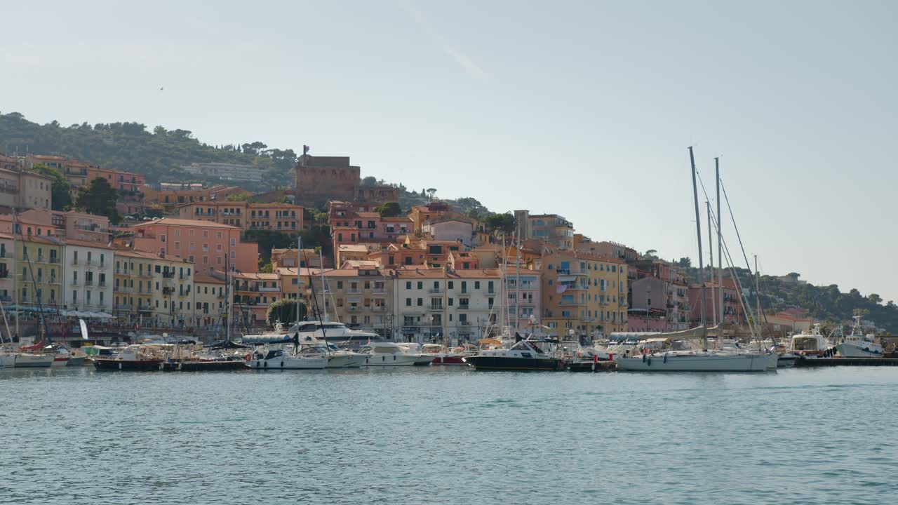 Tranquil Harbor Scene With Boats Porto Santo Stefano In Italy Free Stock  Video Footage Download Clips Holidays