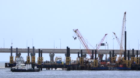 marine structure jackup bridge closeup shot