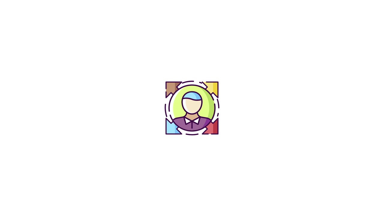 Animated Icon of Person with Expanding Directional Arrows