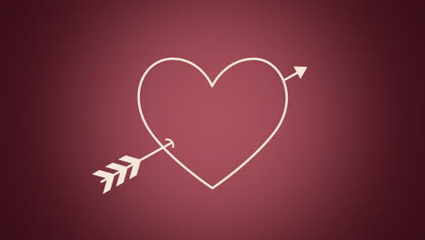 animated closeup romantic red heart with arrow on valentines day background