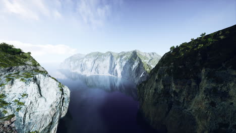 aerial view of a mountain lake