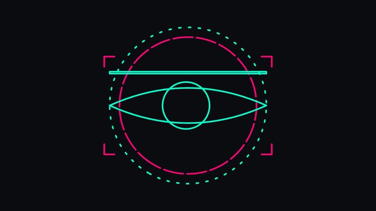 Abstract Digital Eye Animation with Neon Geometric Lines
