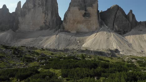 a panoramic view of tre cime mountain in italy