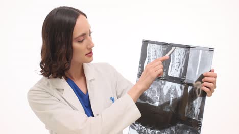 female doctor examining medical scans